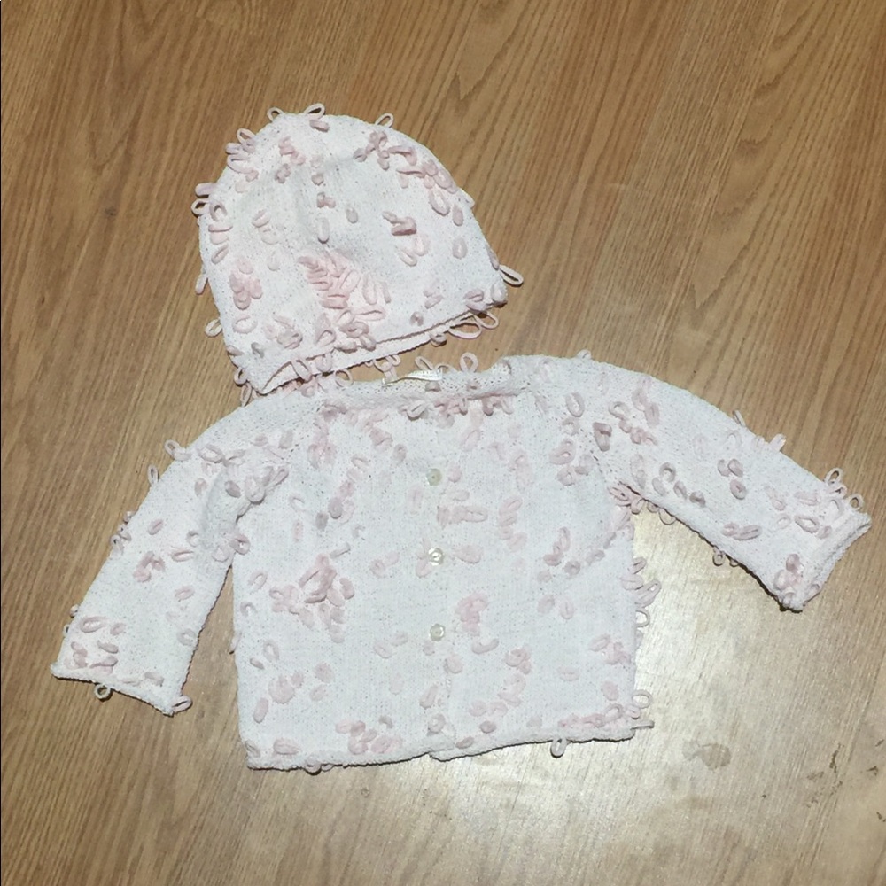 Kozy Kids pink sweater and hat set 6m